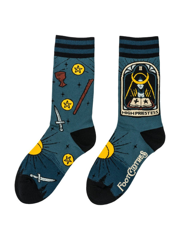 The High Priestess Tarot Nouveau Crew Socks flat-lay