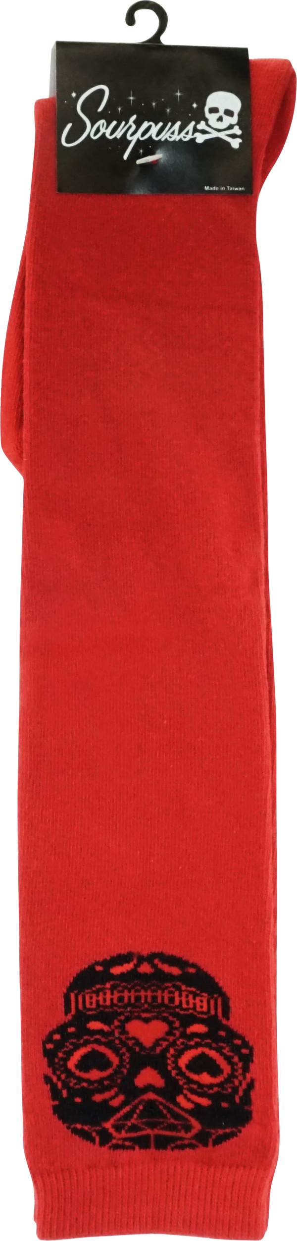 Red & Black Sugar Skull Thigh High Socks