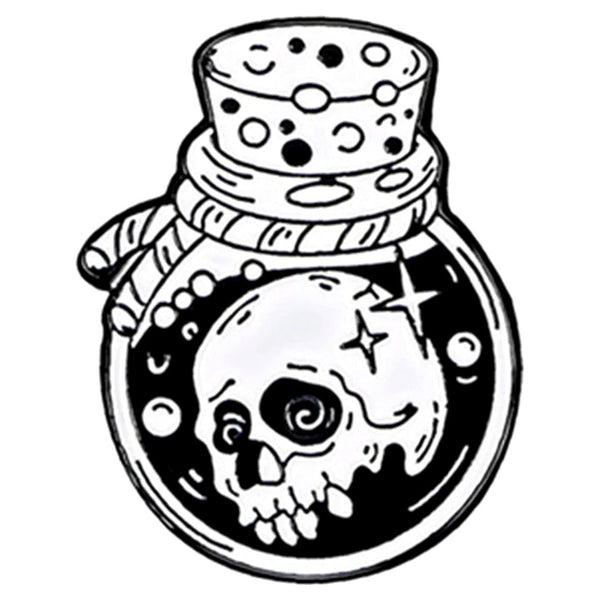 Skull potion bottle enamel pin
