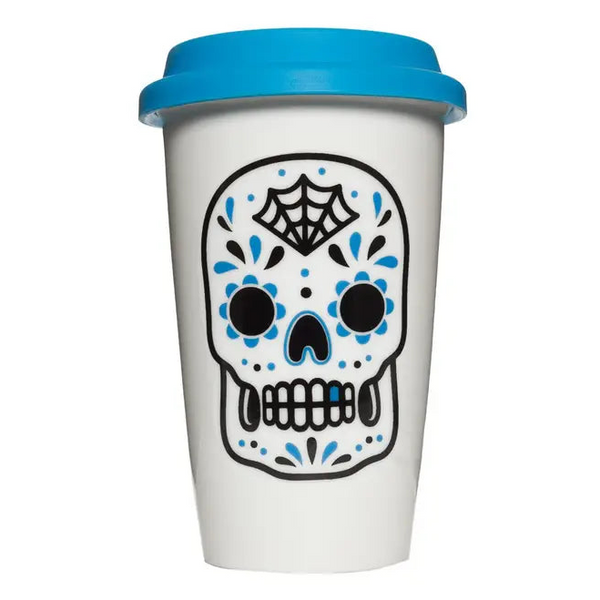 Blue Sugar Skull Porcelain Tumbler