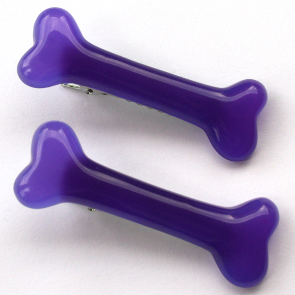 Deep purple bone-shaped hair clips