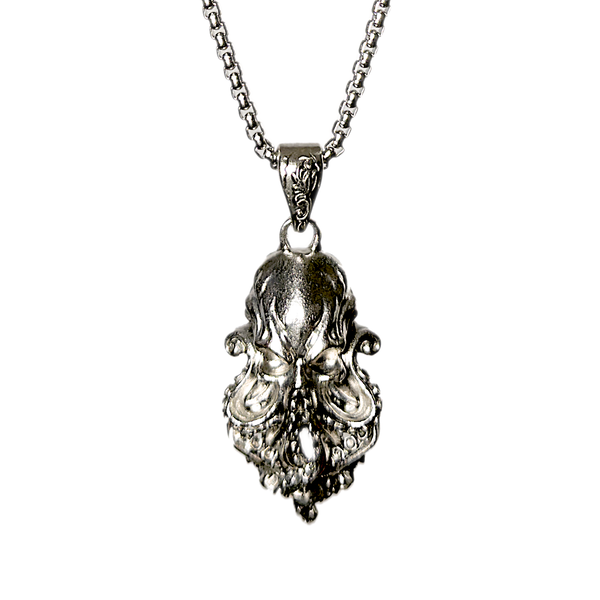 Cthulhu Pendant Necklace, silver-tone tentacled pendant