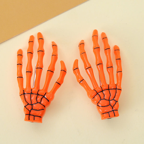 Skeleton Hand Hair Clip – Orange