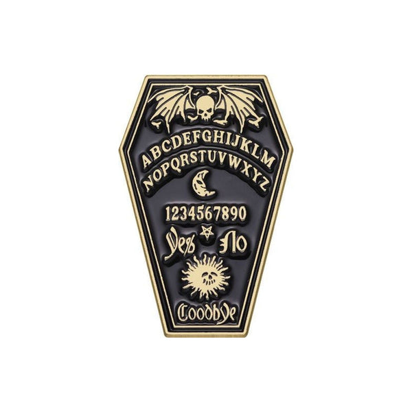 Spirit Board Coffin enamel pin — Spooky Stitchcrafts