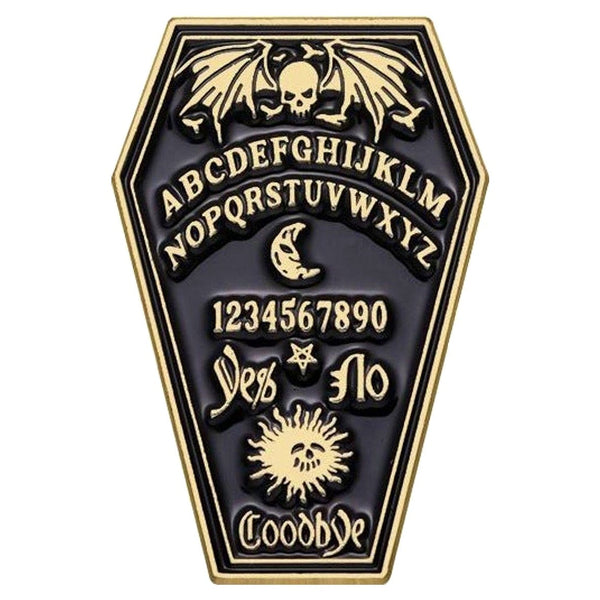 Spirit Board Coffin enamel pin — Spooky Stitchcrafts