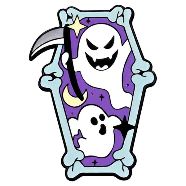 Ghosts Coffin enamel pin — Spooky Stitchcrafts