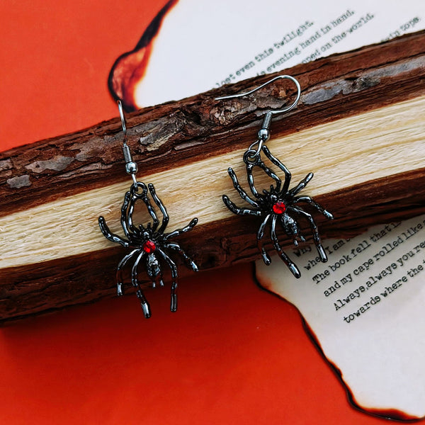 Gothic Spider Drop Earrings