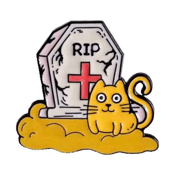RIP Kitty enamel pin — Spooky Stitchcrafts