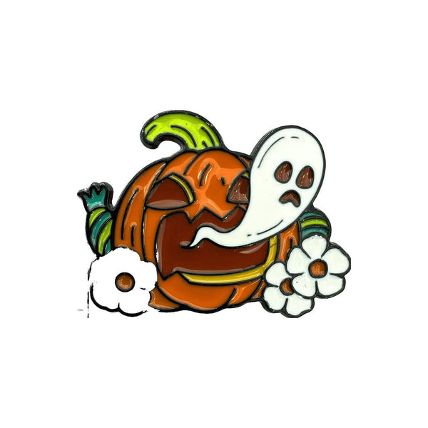Pumpkin Ghost enamel pin — Spooky Stitchcrafts