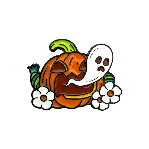 Pumpkin Ghost Enamel Pin