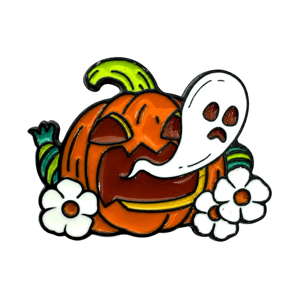 Pumpkin Ghost enamel pin — Spooky Stitchcrafts