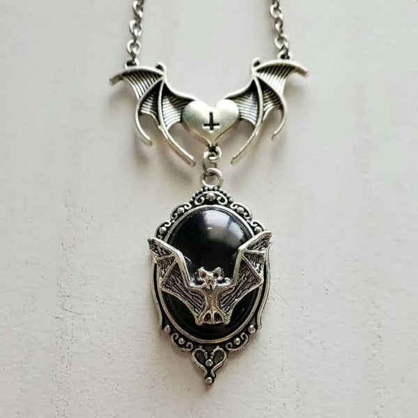 Bat Cameo Necklace