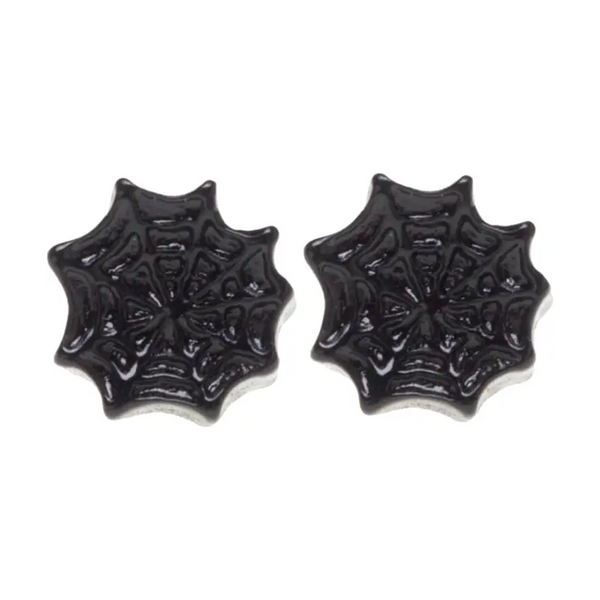 Black Spider Web Stud Earrings