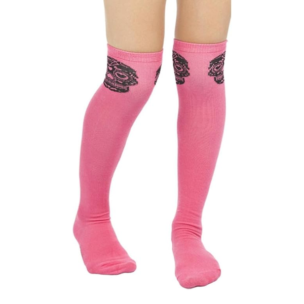 Pink & Black Sugar Skull Knee High Socks
