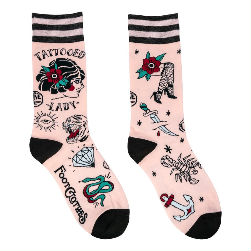 Tattooed Lady Crew Socks flat lay right
