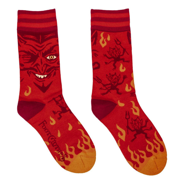 Vintage Devil Crew Socks flat lay right