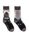 Death Tarot Card Crew Socks flat-lay showing the Death tarot card design