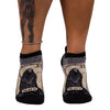 Death Tarot Card Ankle Socks worn on model, front view 2