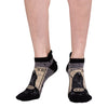 Death Tarot Card Ankle Socks worn on model, front view