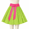Lime Green Polka Dot Swing Skirt, green and black high-waisted swing skirt