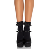 Lola Ruffle Bow Ankle Socks in black and white, alternate view