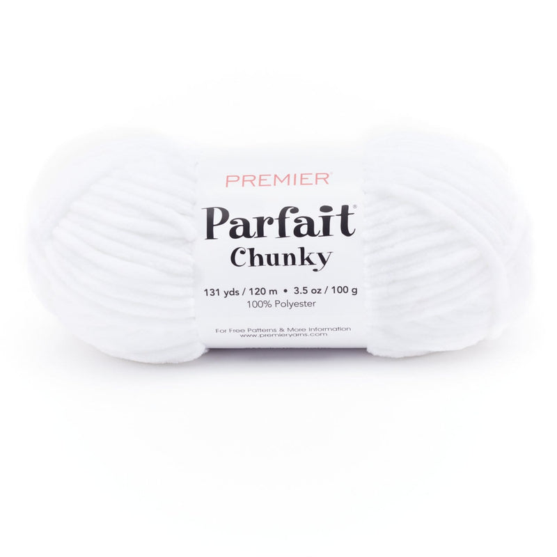Premier Yarns Parfait Chunky yarn in White, a super bulky chenille skein