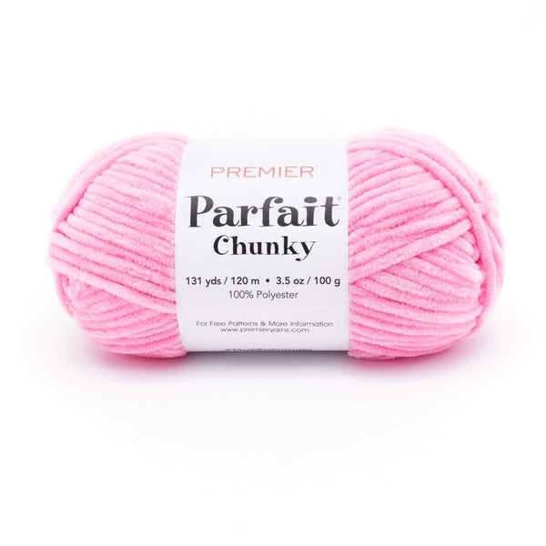 Premier Yarns Parfait Chunky yarn in Bubblegum, a super bulky chenille skein
