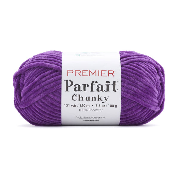 Premier Yarns Parfait Chunky yarn in Acai, a super bulky chenille skein