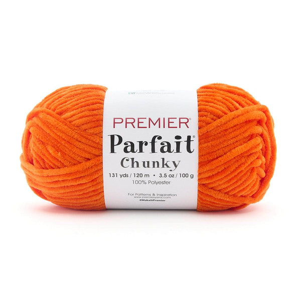 Premier Yarns Parfait Chunky yarn in Carrot, a super bulky chenille skein