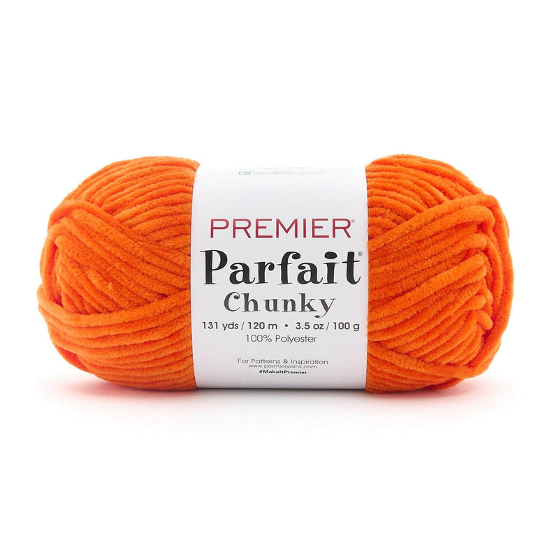 Premier Yarns Parfait Chunky yarn in Carrot, a super bulky chenille skein