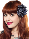 Navy Polka Dot Rose Hair Clip, alternate view