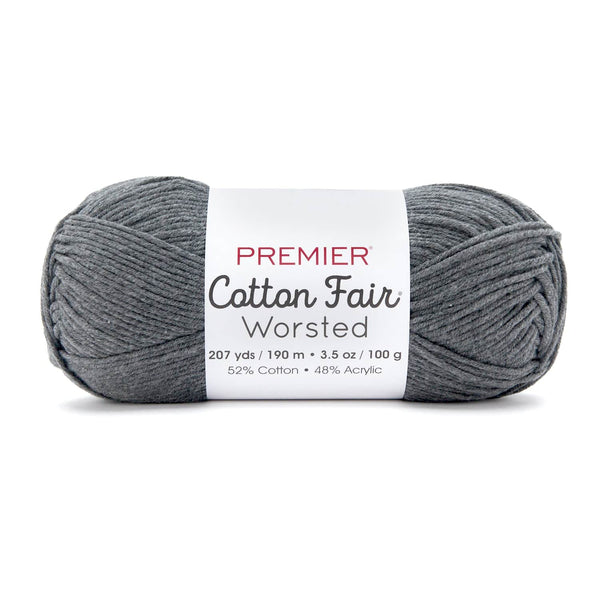 Premier Yarns Cotton Fair Worsted yarn in Slate Grey, a worsted-weight cotton-blend skein