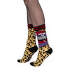 Elvira Macabre Mobile Crew Socks worn on model, left view 2
