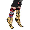 Elvira Macabre Mobile Crew Socks worn on model, right view