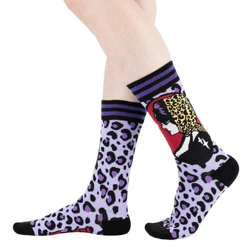 Elvira Classy Chassis Crew Socks worn on model, left view