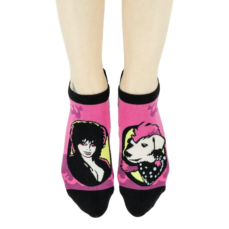 Elvira A Girl and Her Gonk Ankle Socks worn on model, front view