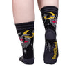 Cute Mothman Crew Socks worn on model, back view 2