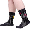 Cute Mothman Crew Socks worn on model, left view