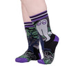 Cute Fresno Nightcrawler Crew Socks worn on model, front view 2