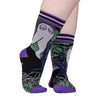 Cute Fresno Nightcrawler Crew Socks worn on model, front view