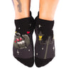 Cute Mothman Ankle Socks worn on model, front view