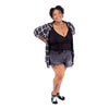 Cute Fresno Nightcrawler Ankle Socks worn on model, full body, front view