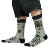 Widow's Web Crew Socks worn on model, left view
