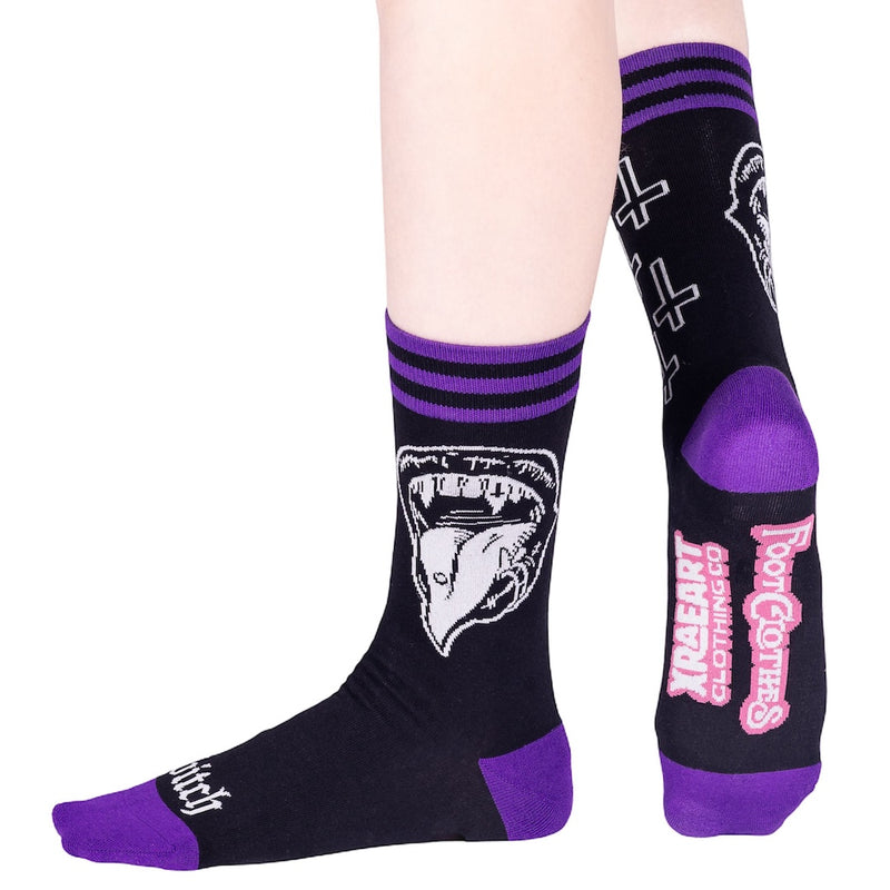 Bite Me Bitch Crew Socks worn