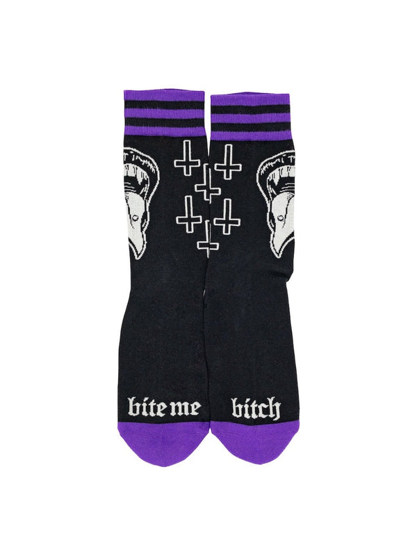 Bite Me Bitch Crew Socks flat-lay