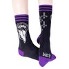 Bite Me Bitch Crew Socks worn on model, left top view