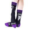Bite Me Bitch Crew Socks worn on model, right top view