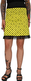 Yellow & Black Polka Dot Skull Pixie Skirt