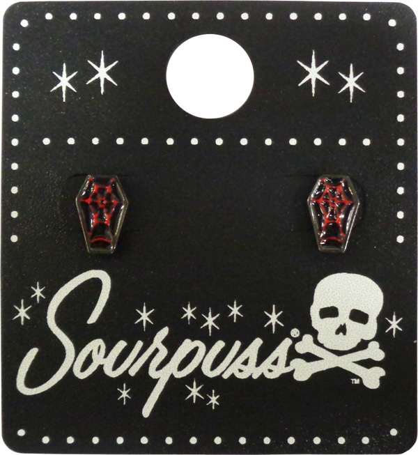 Red & Black Coffin Earrings