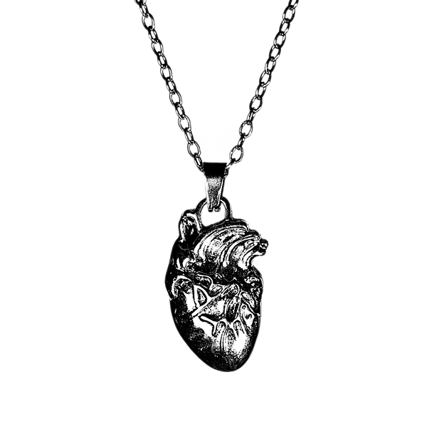 Anatomical Heart Necklace, silver-tone anatomical heart pendant
